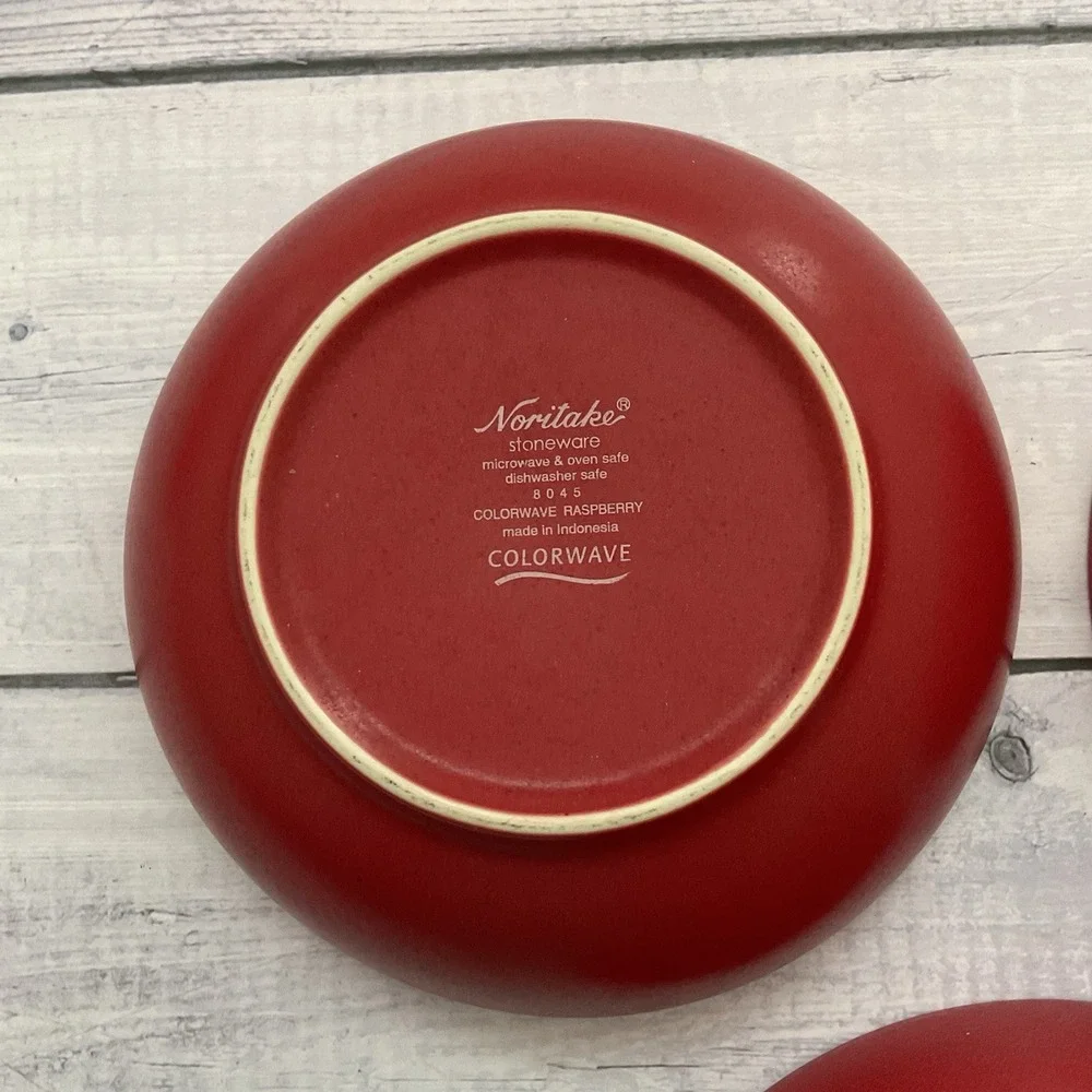 Noritake‎ Stoneware Colorware Cereal Bowls Set Of 3 Raspberry Red 8045